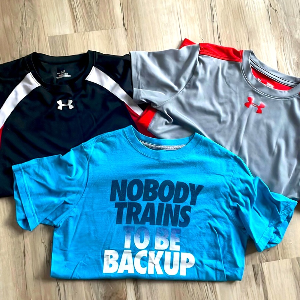 Lot of 3 Nike and Under Armour sz YL shirts